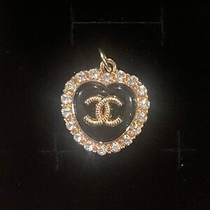Chanel Black & Gold Pendant with Crystal Accents Zipper Pull GWP